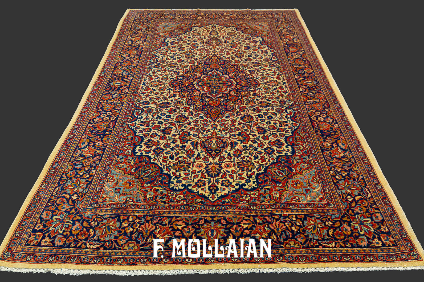 Antique persian Kashan Kurk wool Rug with Classical Medallion Field n°:49896480